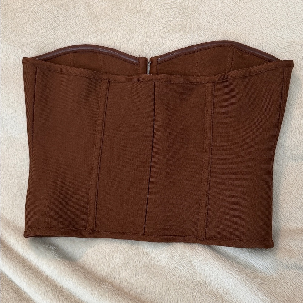 Brown Strapless Corset Top - Picture 2 of 4